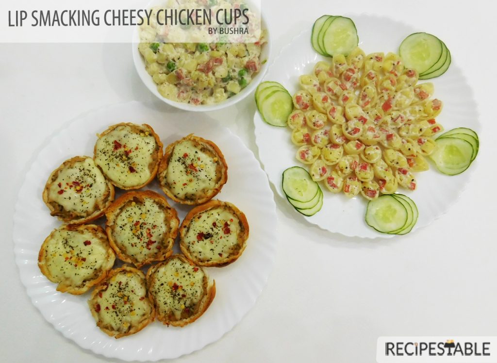  Cheesy Chicken Cups with Pasta Salad