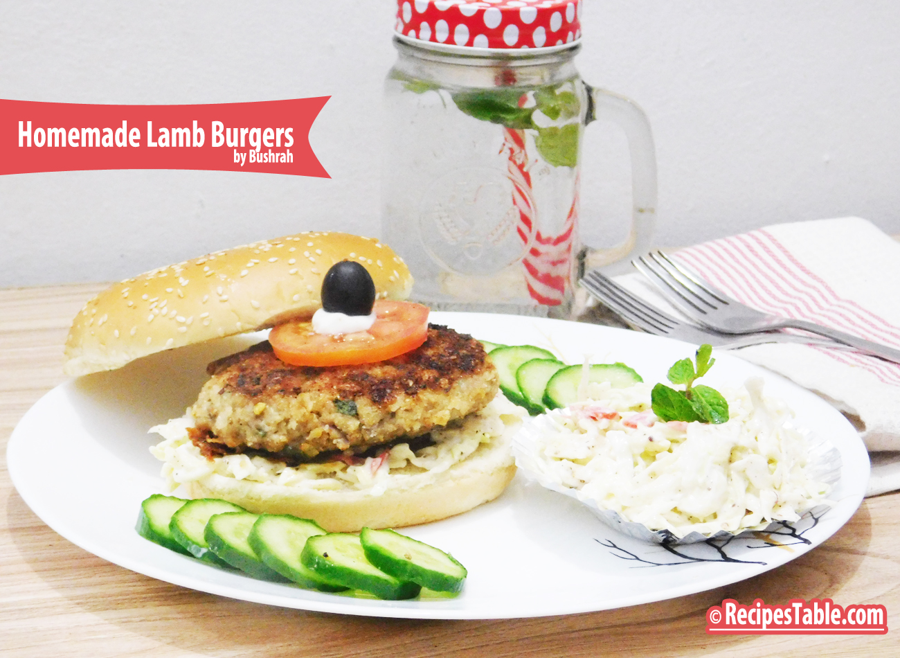 Homemade Lamb Burgers with Coleslaw Recipe